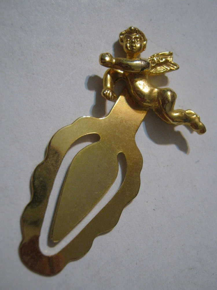 3D Golden Flying Winged Cherub 2 1/4" Bookmark