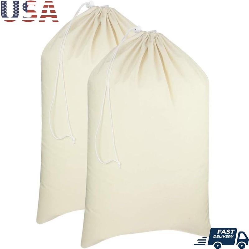 Extra Large Cotton Canvas Storage Bags Durable Drawstring Closure Camping New