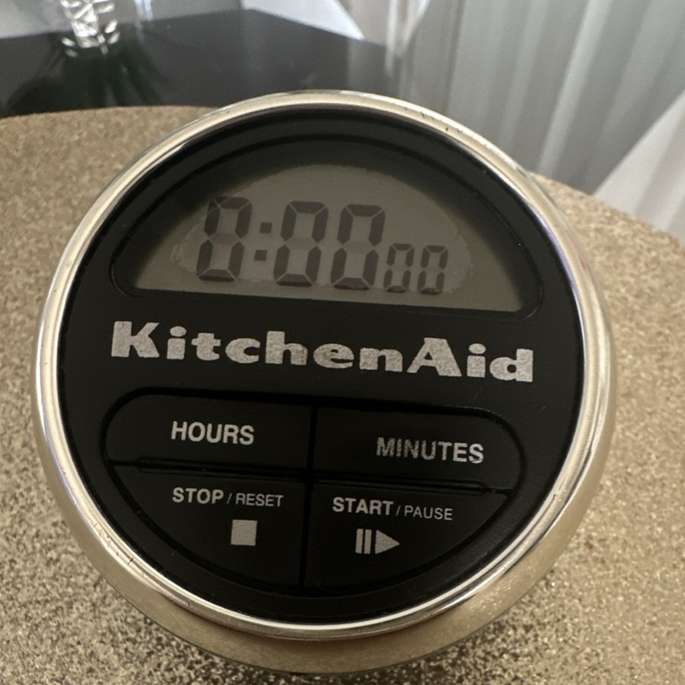 KitchenAid Digital Timer Large Display Count Up Black Silver Large Buttons