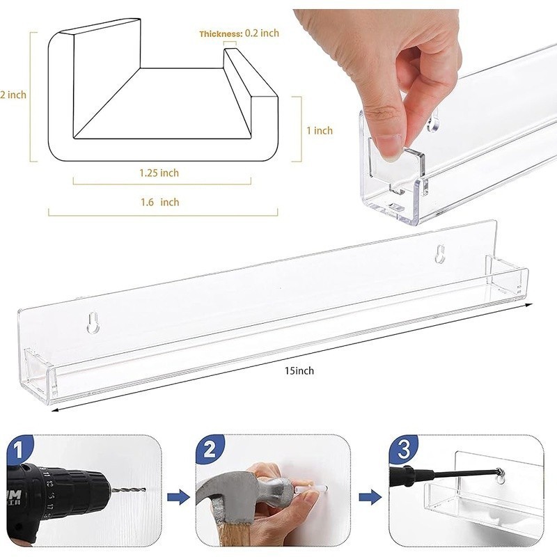 Acrylic Nail Polish Rack Wall Shelf Space Saving Organizer Essentials Lipstick