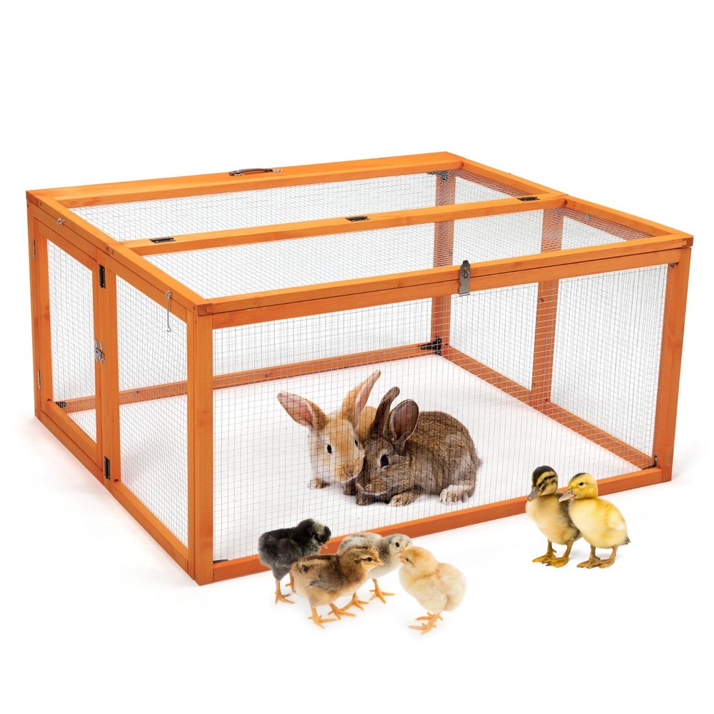 Collapsible Wooden Chicken Coop with Run Stable Comfortable Chicken Brooder Box