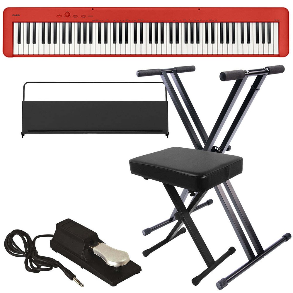 Casio CDP-S160 Compact Digital Piano - Red KEY ESSENTIALS BUNDLE
