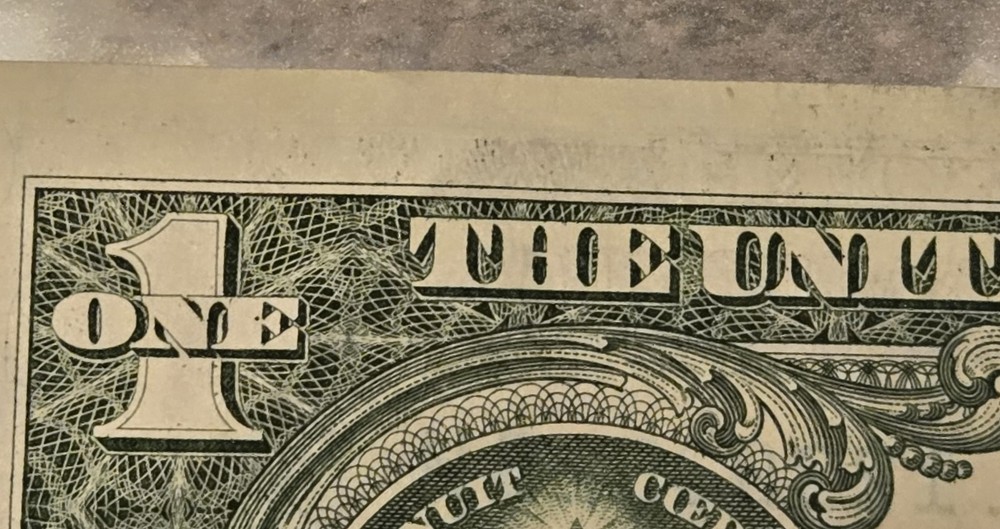 2021 wet Ink Transfer Error 1 Dollar US Bill Note
