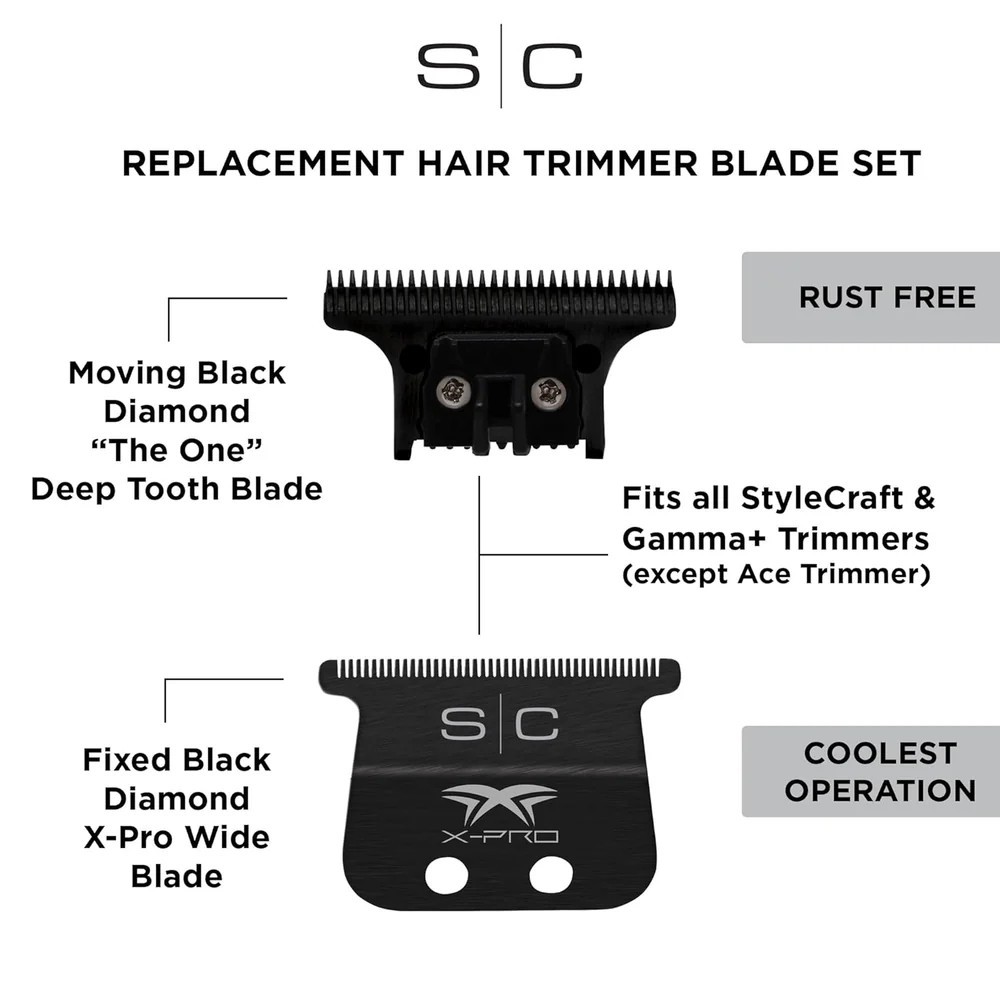 StyleCraft Replacement Fixed Black Diamond X-Pro Wide Fixed Blade Set - SC536B