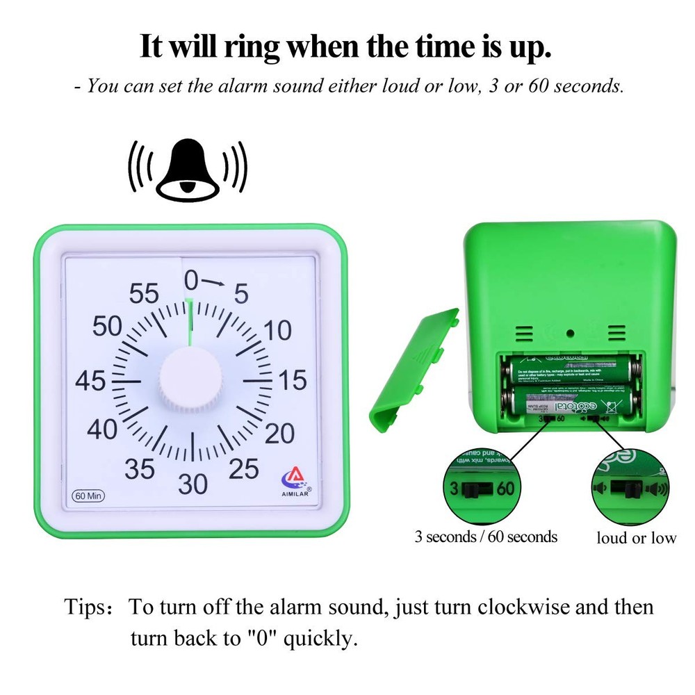 AIMILAR 60 Minute Visual Timer-Silent Timer Time Management Tool for Classroom