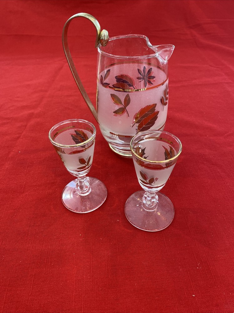 Libbey Footed Cordial Glasses & Small Pitcher