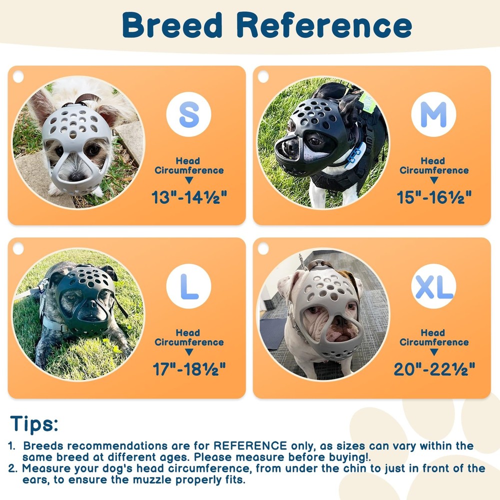 BARKLESS Dog Muzzle for Short Snout, Soft Frenchie Muzzle for Biting, Chewing...