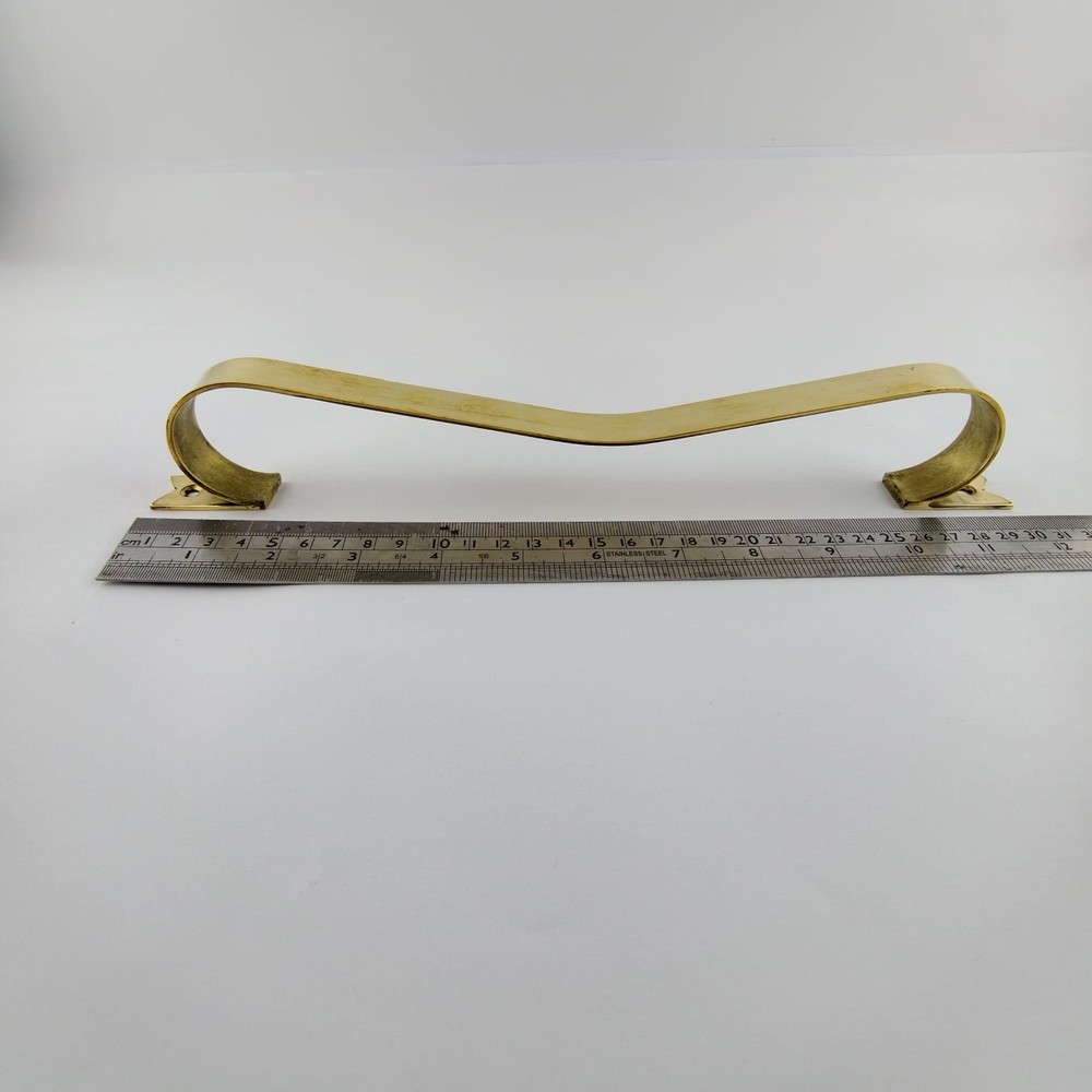 2 large D PULL 12" handle heavy ribbon solid heavy brass old style kitchen GRAB