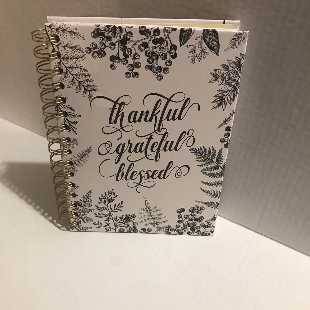 Thankful Grateful Blessed Black White Spiral Bound Hardcover