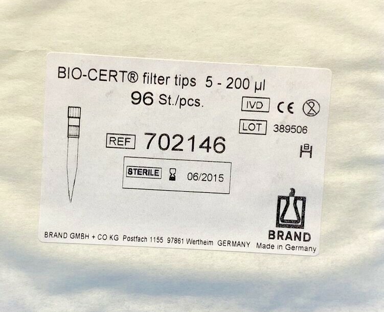 BrandTech Pipette Tips 200 ul Filtered 10 Racks with 96 Tips Each