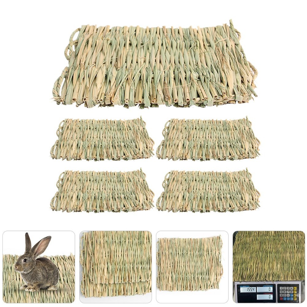 5 Pcs Rabbit Mat Grass Woven Seagrass Bunny For Bedding Rabbits