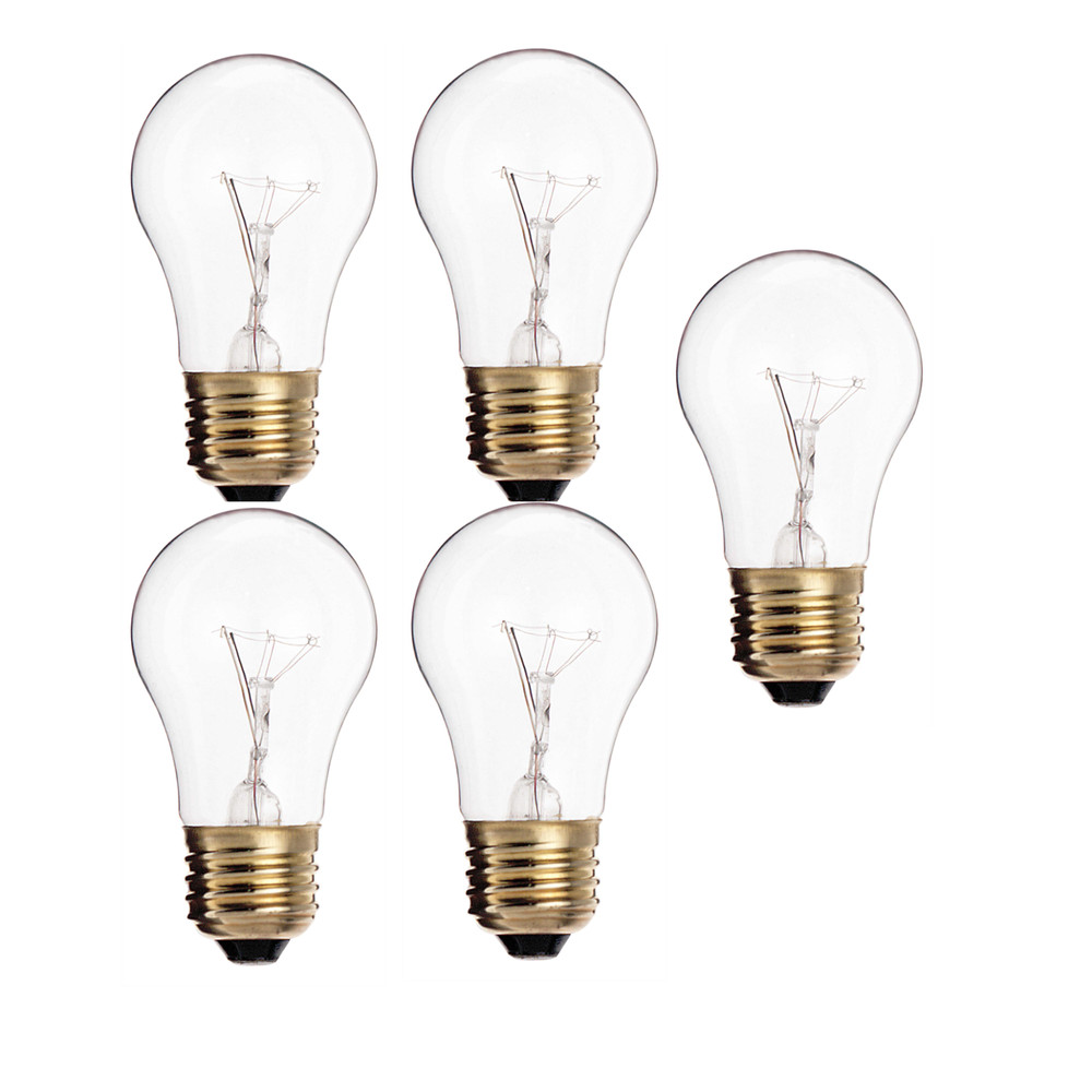 5-Pack Satco Appliance Light Bulb A15 130V 60W Clear Medium Screw-in base