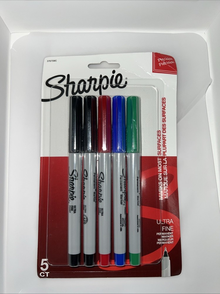 Sharpie 37675PP Permanent Markers, Ultra Fine Point, Assorted Colors 5 Count