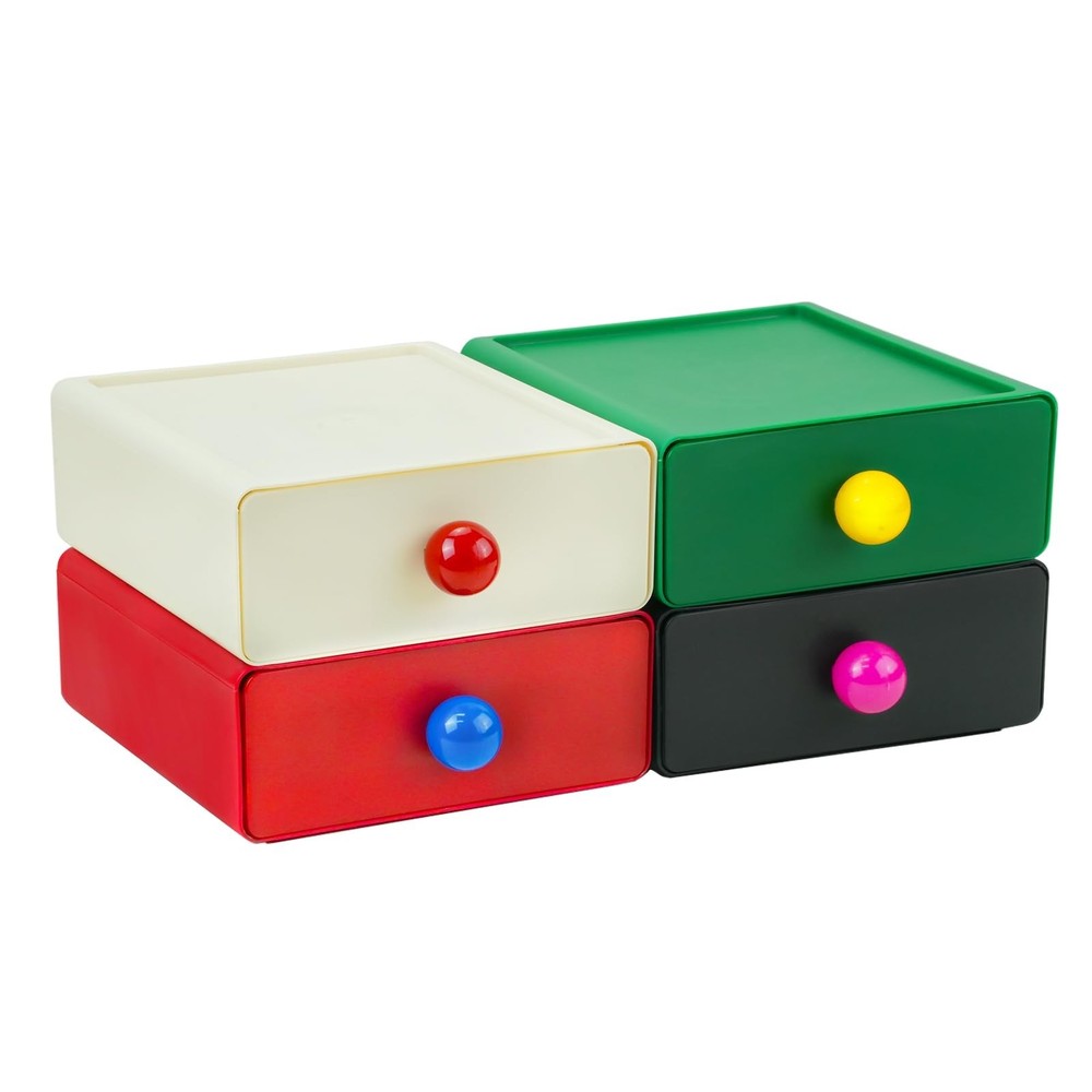 4Pcs Desk Organizer, FHDUSRYO Stackable Desktop Storage Box with Drawer, Larg...
