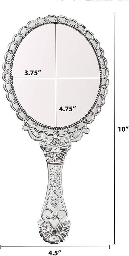 Vintage Handheld Mirror Small Hand Held Mirror with Handle Vanity Silver