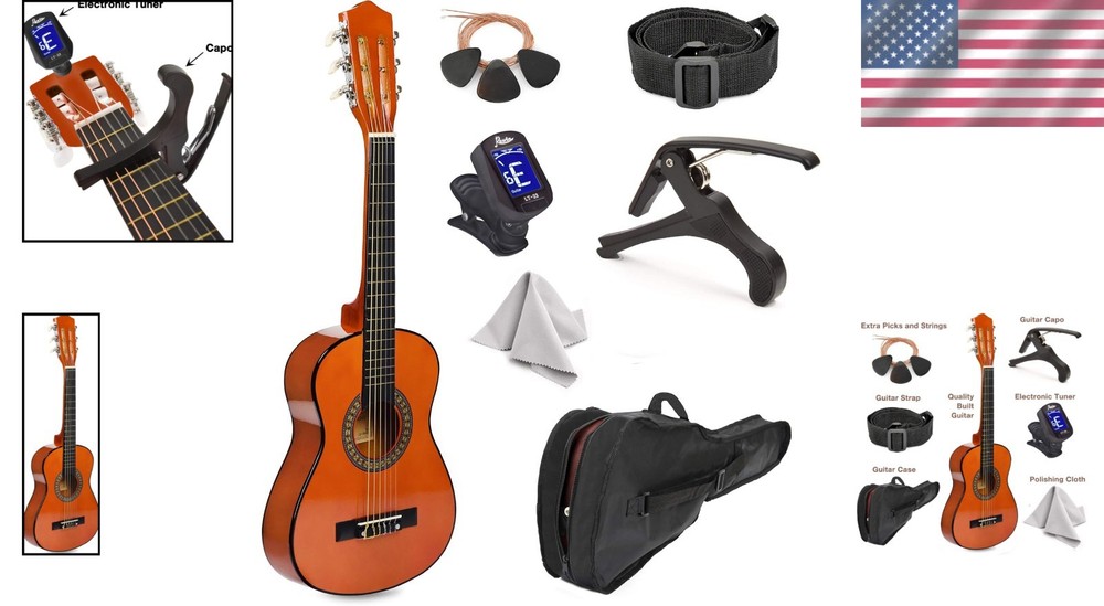 Beginner-Friendly 30-Inch Mahogany Guitar Set with Case & Essential Accessories