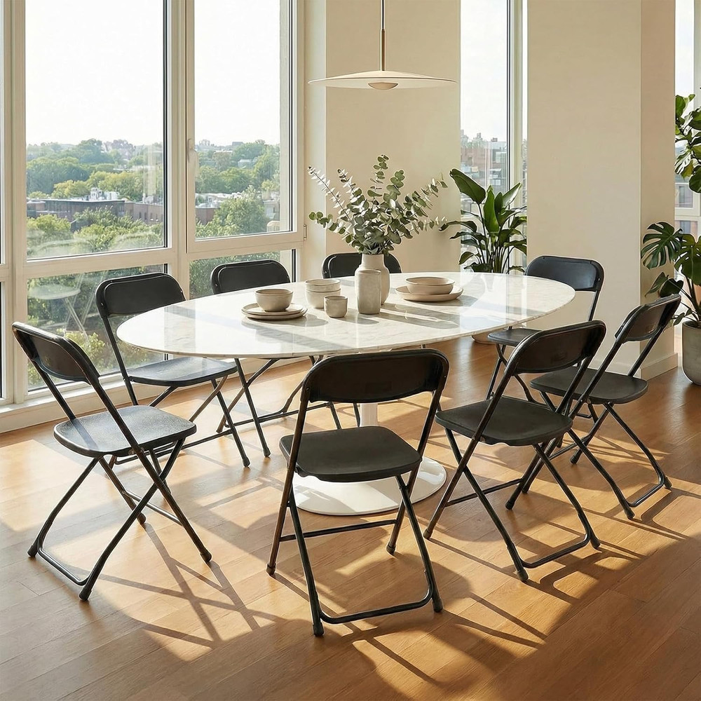 Folding Chairs Sets of 10, 330Lbs Plastic Stackable Portable Patio Dining Sets,