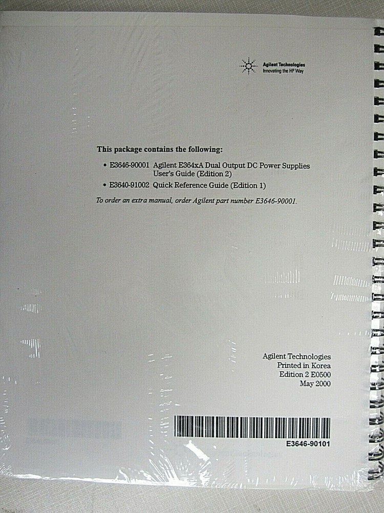 AGILENT TECHNOLOGIES E364XA DUAL OUTPUT DC POWER SUPPLIES USER'S GUIDE