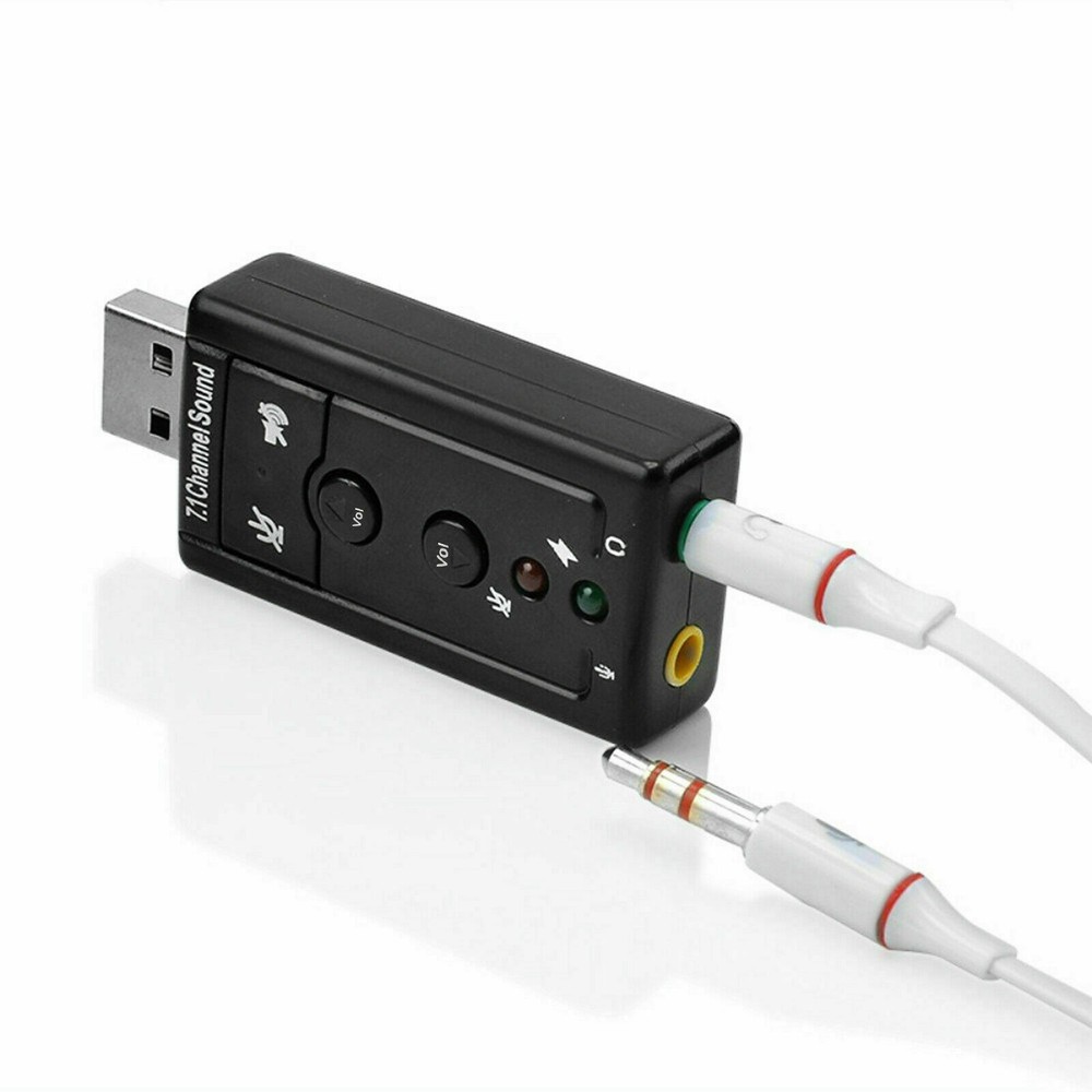 2XUSB 2.0 External 7.1 Channel 3D Virtual Audio Sound Card Mic Adapter Laptop PC