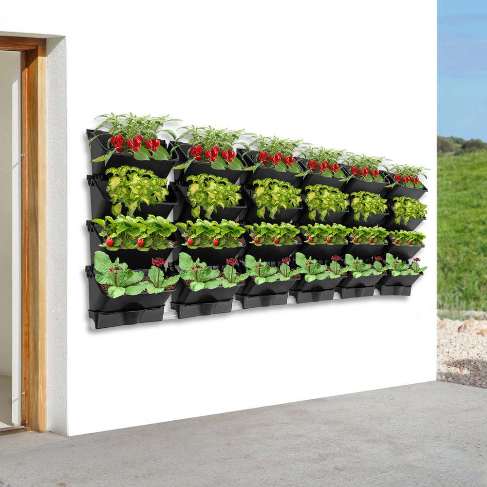 24pcs Vertical Green Wall Hanging Drip Irrigation System Plastic Flower Pots