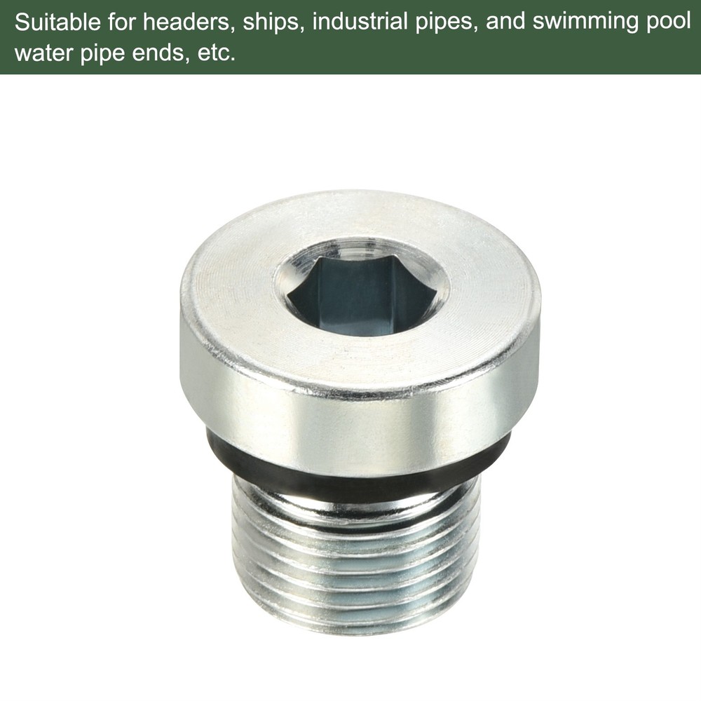 M12 x 1 Male Thread Internal Hex Head Socket Pipe Fitting Plug (Silver)