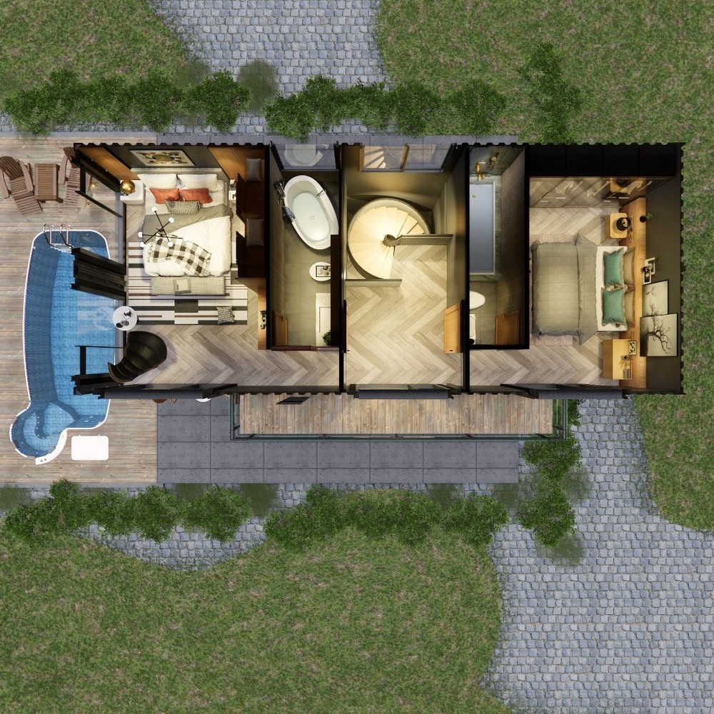 Container house plans - 2 bedrooms - 3 bathrooms - Digital PDF File