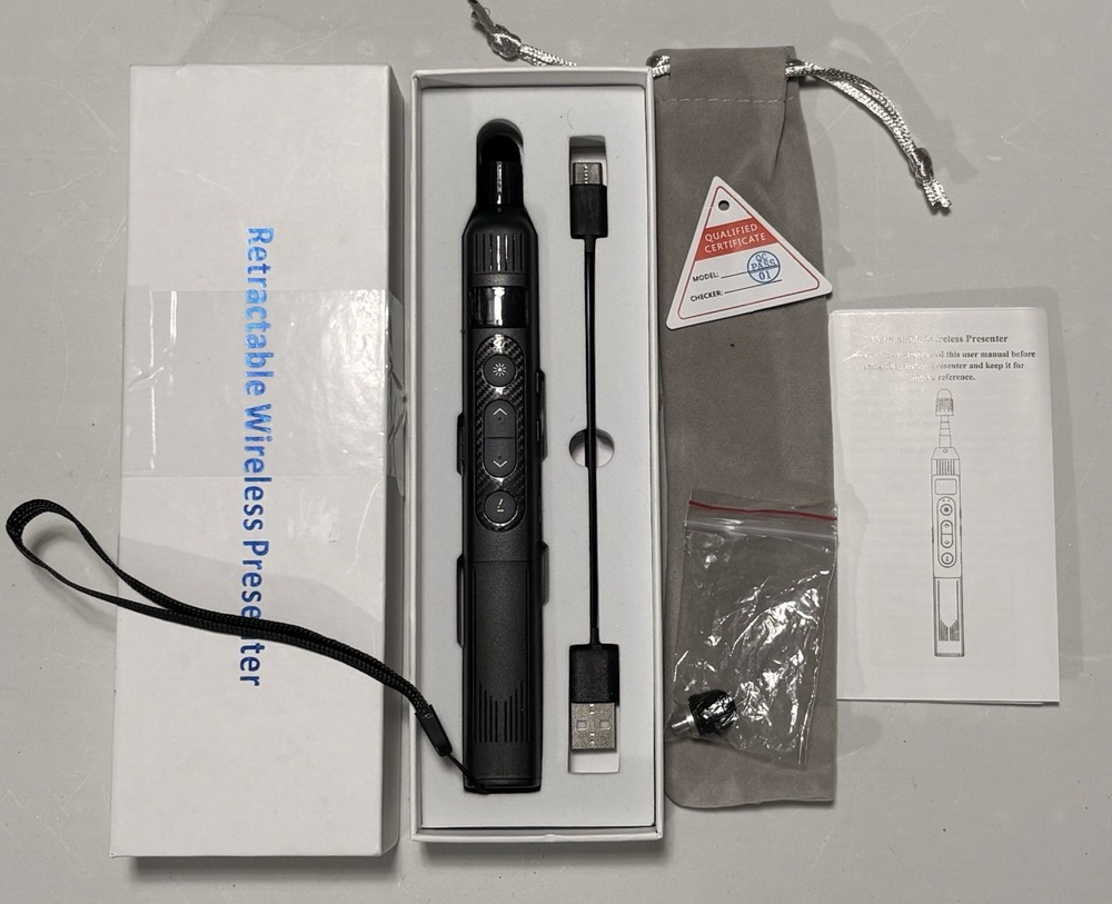 Retractable Wireless Presenter With Telescoping Pointer