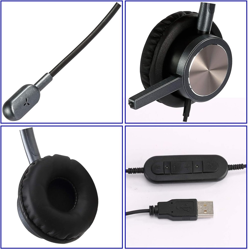 N/X USB Headset with Microphone Noise Cancelling for PC Laptop Mono Computer