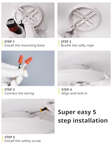 Ceiling Fan with Light, 22.4" Low Profile Ceiling Fan with Light, 6 Wind