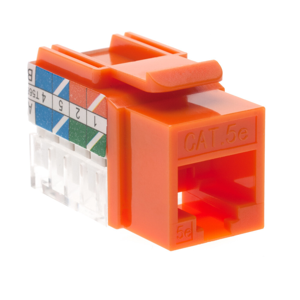 10 pack Cat5e 45° Angled Keystone Jack Network 110 Punchdown 8P8C Cat5 Orange