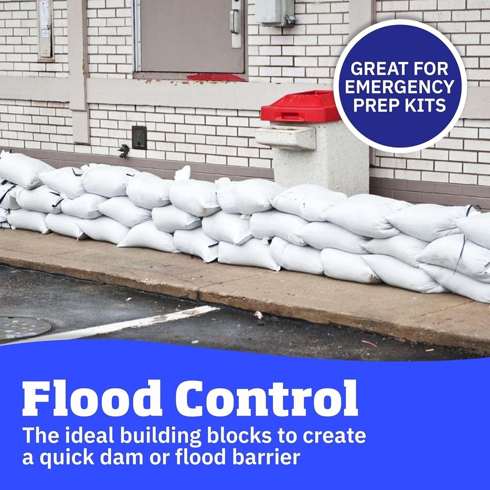 Ultimate 50 lbs Capacity Woven Polypropylene Sand Bags with Tie Strings - White