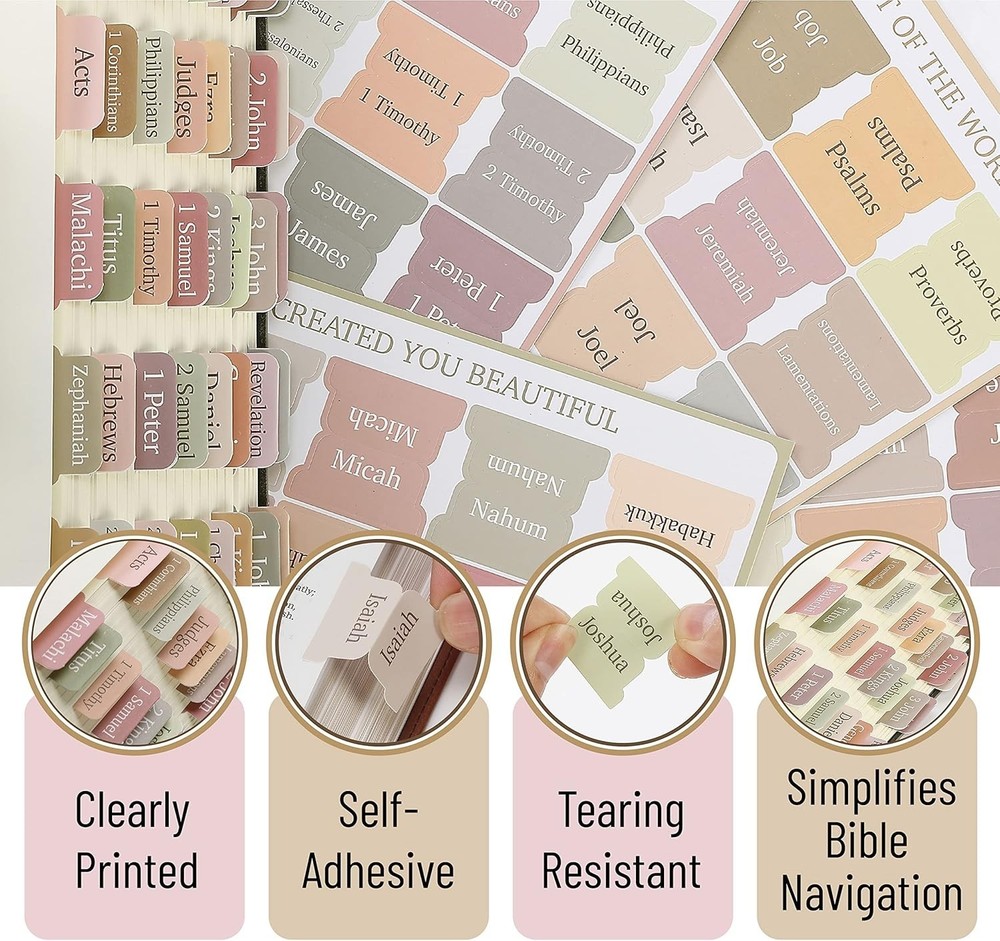 Complete 75-Piece Boho Bible Tab Set for Effortless Study and Customization
