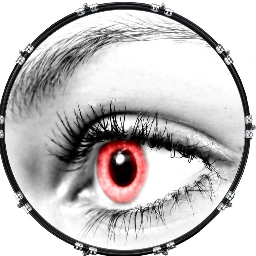 20" Custom Bass Kick Drum Front Head Graphical Eye White