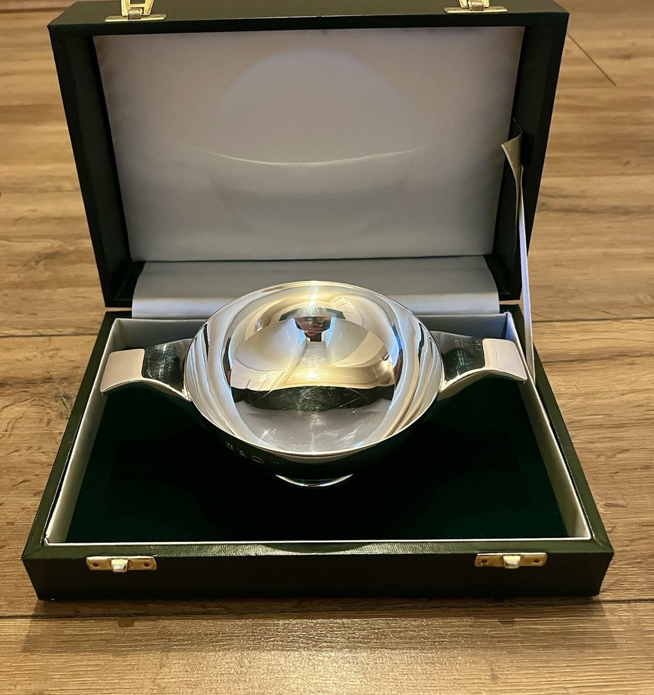 Solid Silver Large Heavy Quaich Bowl In Original Box