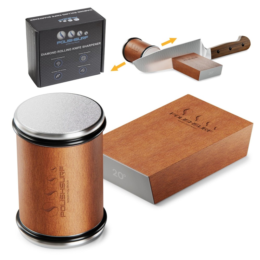 Rolling Sharpener Kit for Kitchen – Chef Sharpening Tool with 15° & 20° Magne...