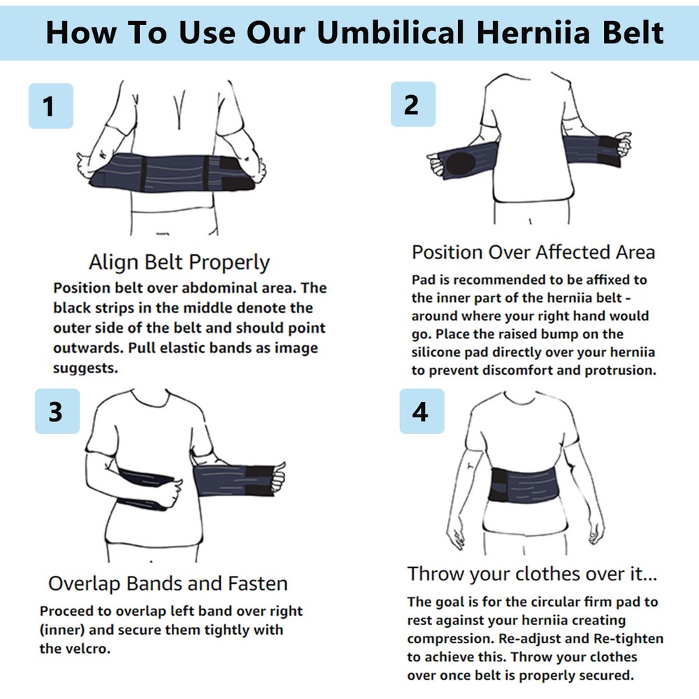 Umbilical Hernia Belt - Unisex - Abdominal Support Binder with Compression Pad