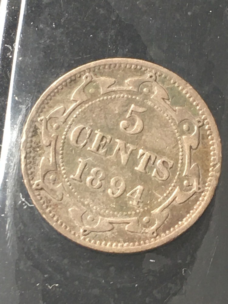1894 ICCS Graded Newfoundland, Silver 5 Cent, **VF-30**