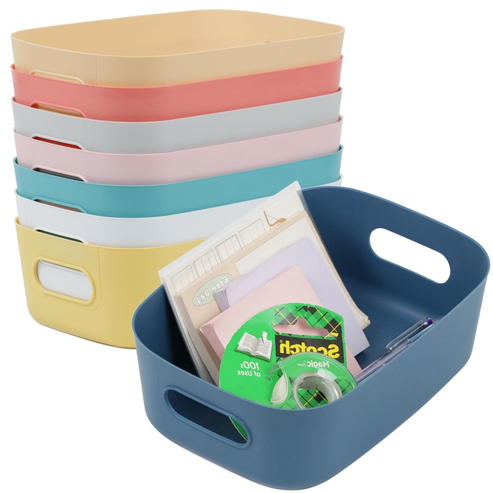 8 Pack Small Drawer Organizer Bins, Plastic Storage Bins Storage Containers f...