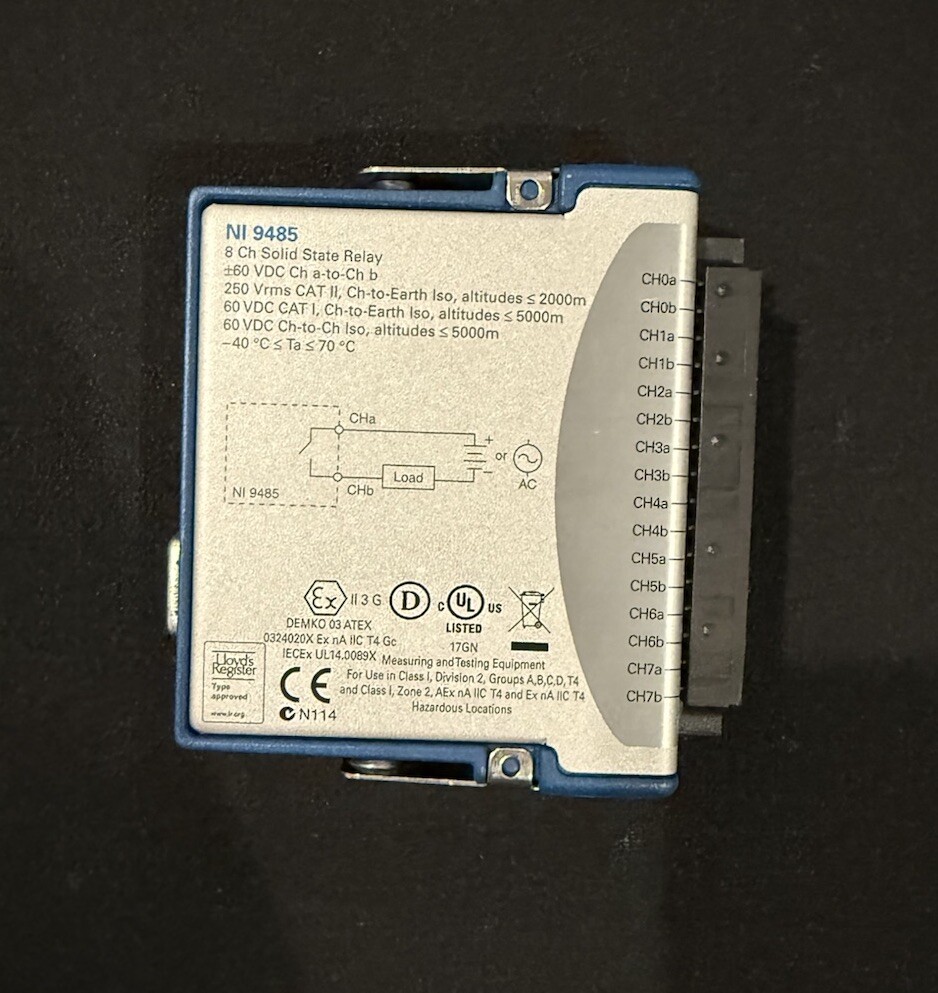 NI 9485 C-Series Module. 8 CH, Solid State Relay Switch Module. 60VDC/30Vrms