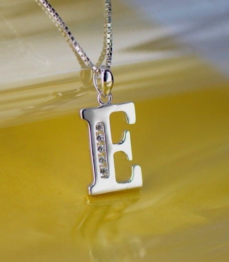 925 Sterling Silver Initial Letter CZ Pendant