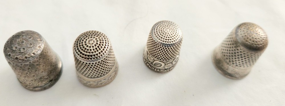 4 VICTORIAN STERLING THIMBLES ALL GOOD