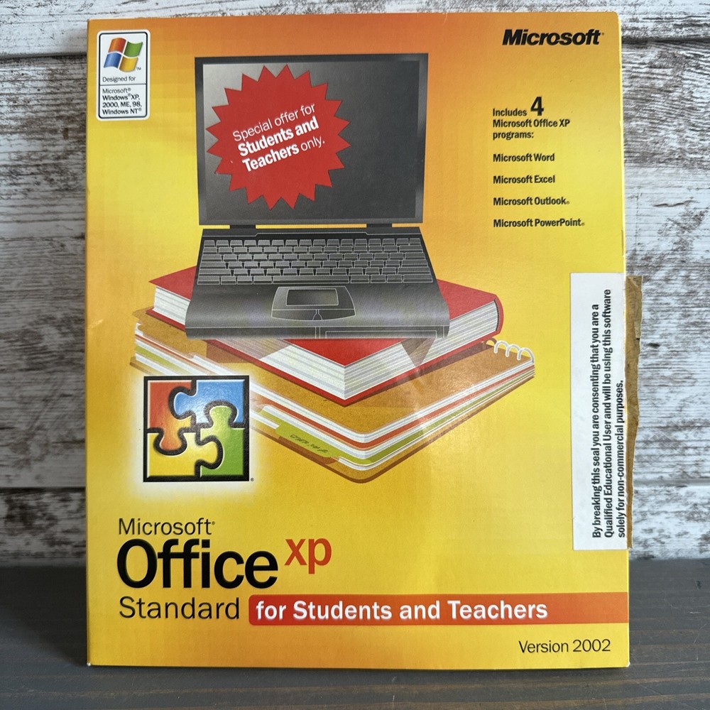 Microsoft Office XP Standard 2002 for Students and Teachers w/ CD & Key