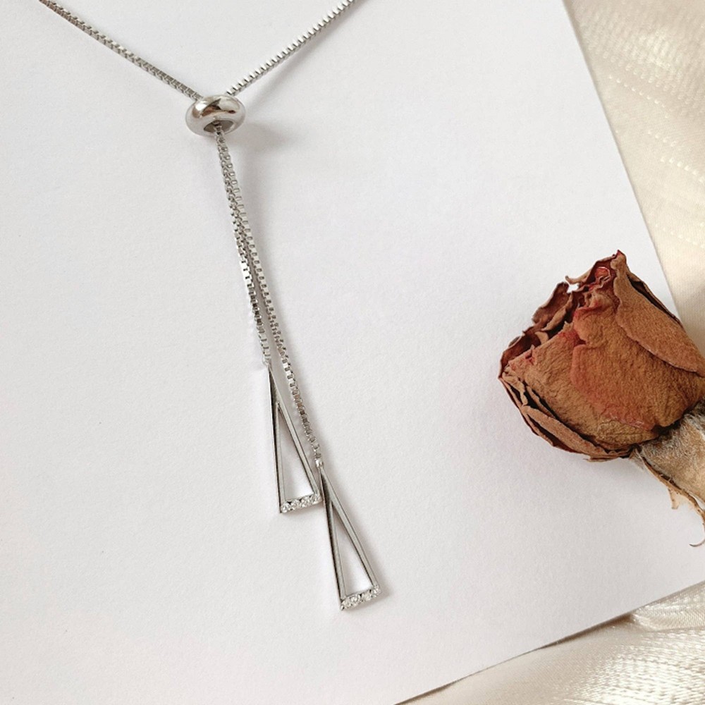 Sterling silver Geometric triangle pendant necklace