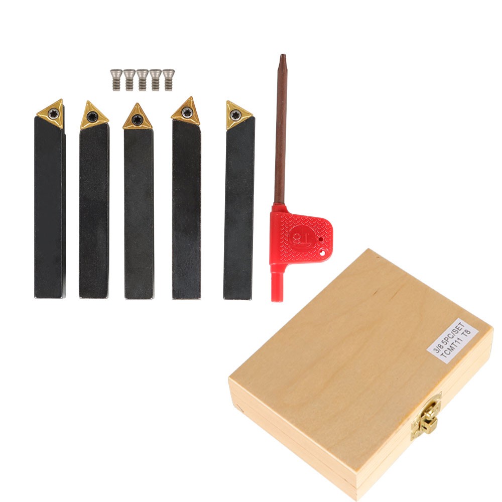 3/8"5 Pieces  Lathe Indexable Carbide Insert Turning Tooling Bit Holder Set