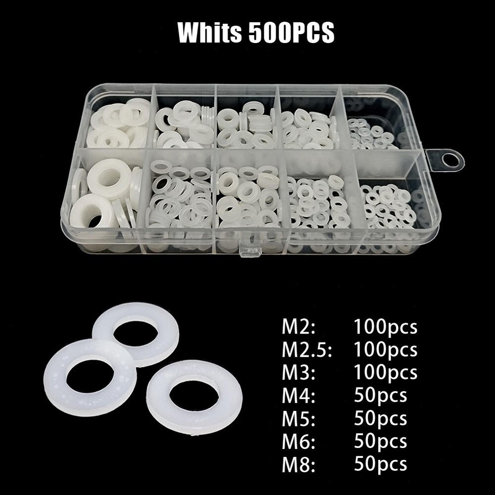 Convenient Pack of 500 White Plastic Washers for Home & Workplace