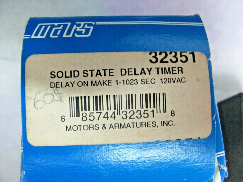 Mars 32351 - Solid State Delay Timer, Delay on Make 1-1023 SEC 120VAC - NOS