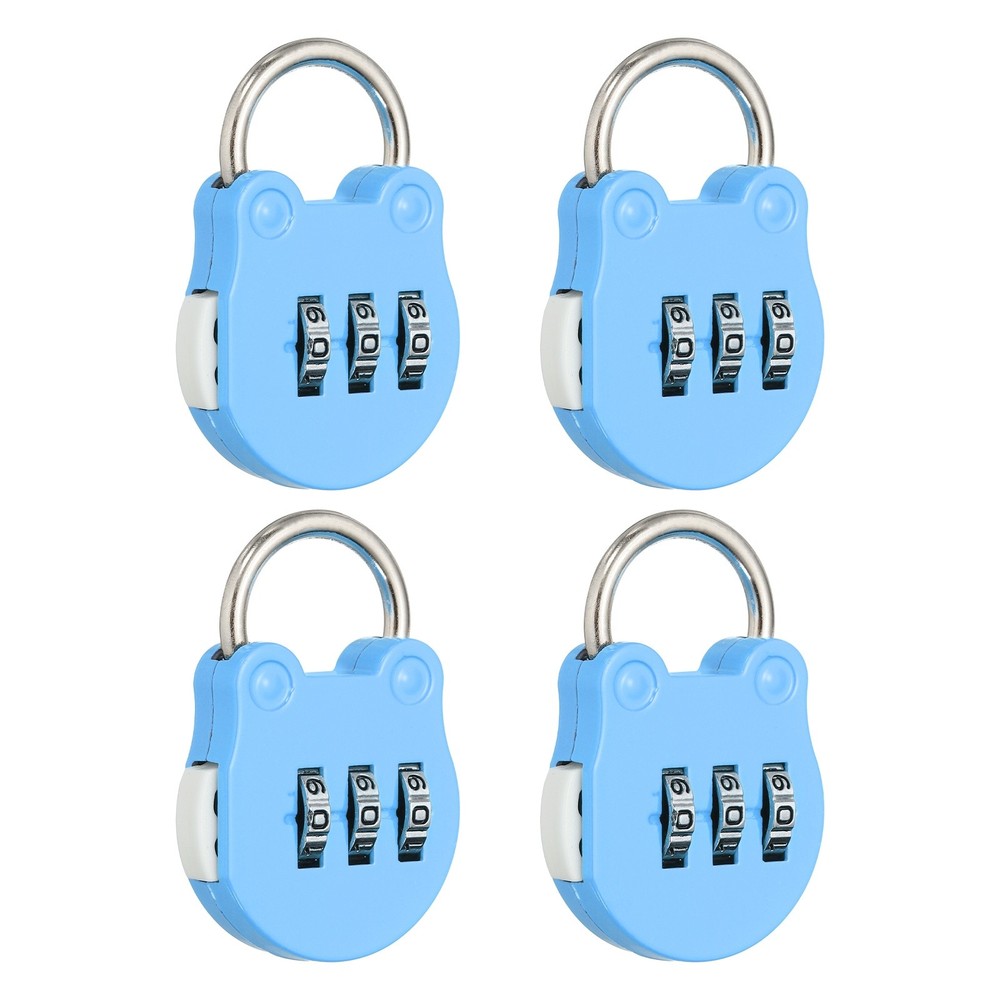 Combination Padlock (Small, Blue)(4 Pcs),Cat Shackle Code Locks
