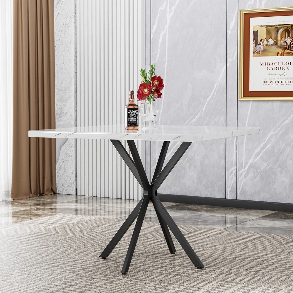 Square Dining Table, Mid Century Modern Square Dining Table for 4-6 Person, Co