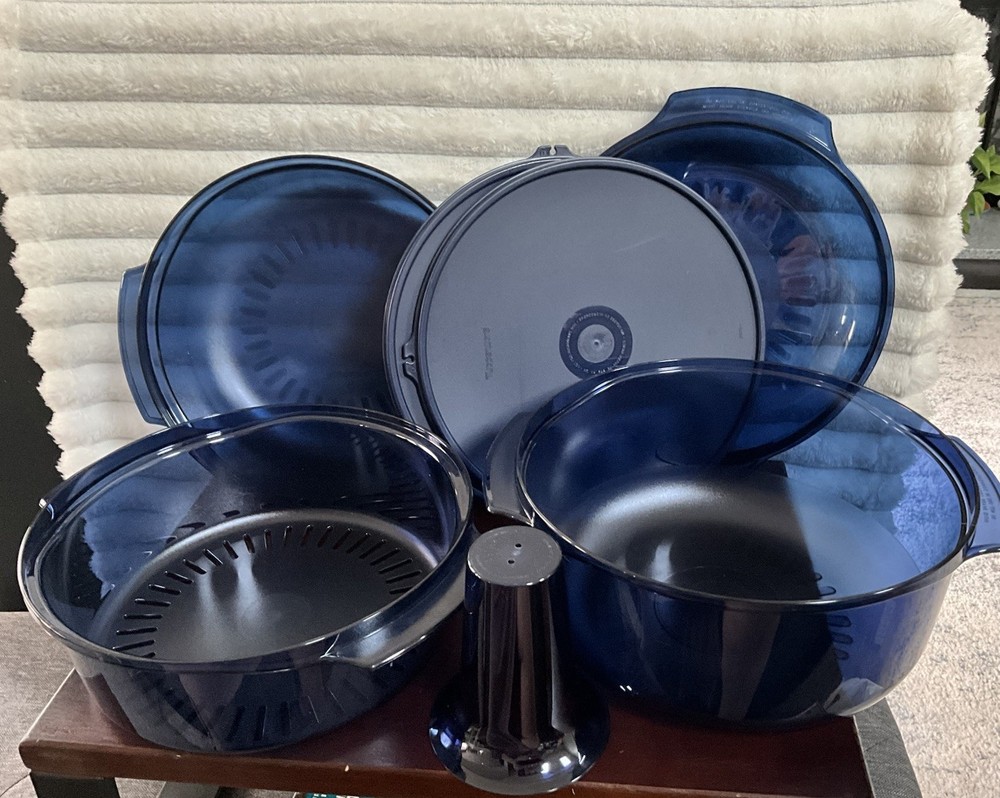 TupperWave Stack Cooker/ Steamer Blue Tupperware 7 Piece Set