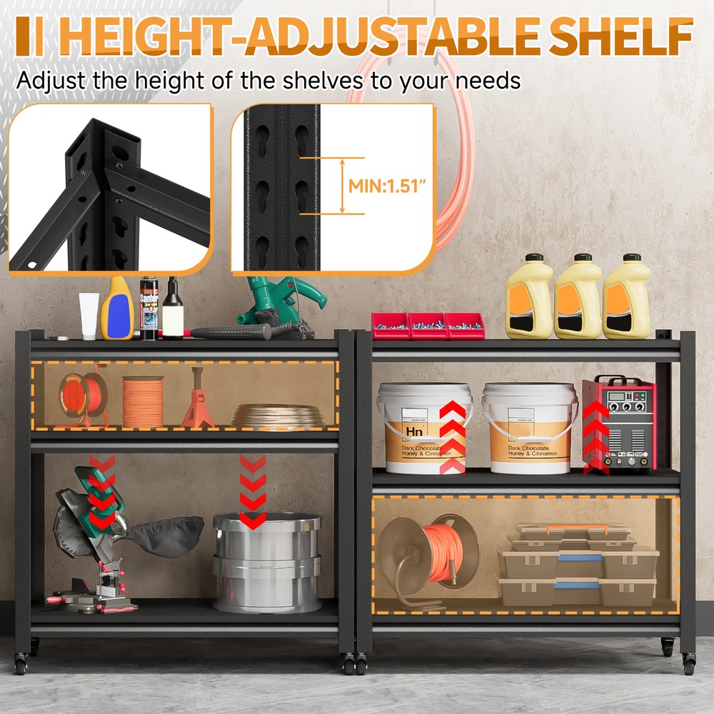 Metal Garage/Warehouse Storage Rack Unit Rolling Shelving Tool Storage Organizer